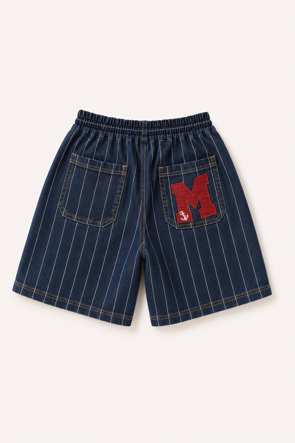 Bermuda en denim à rayures