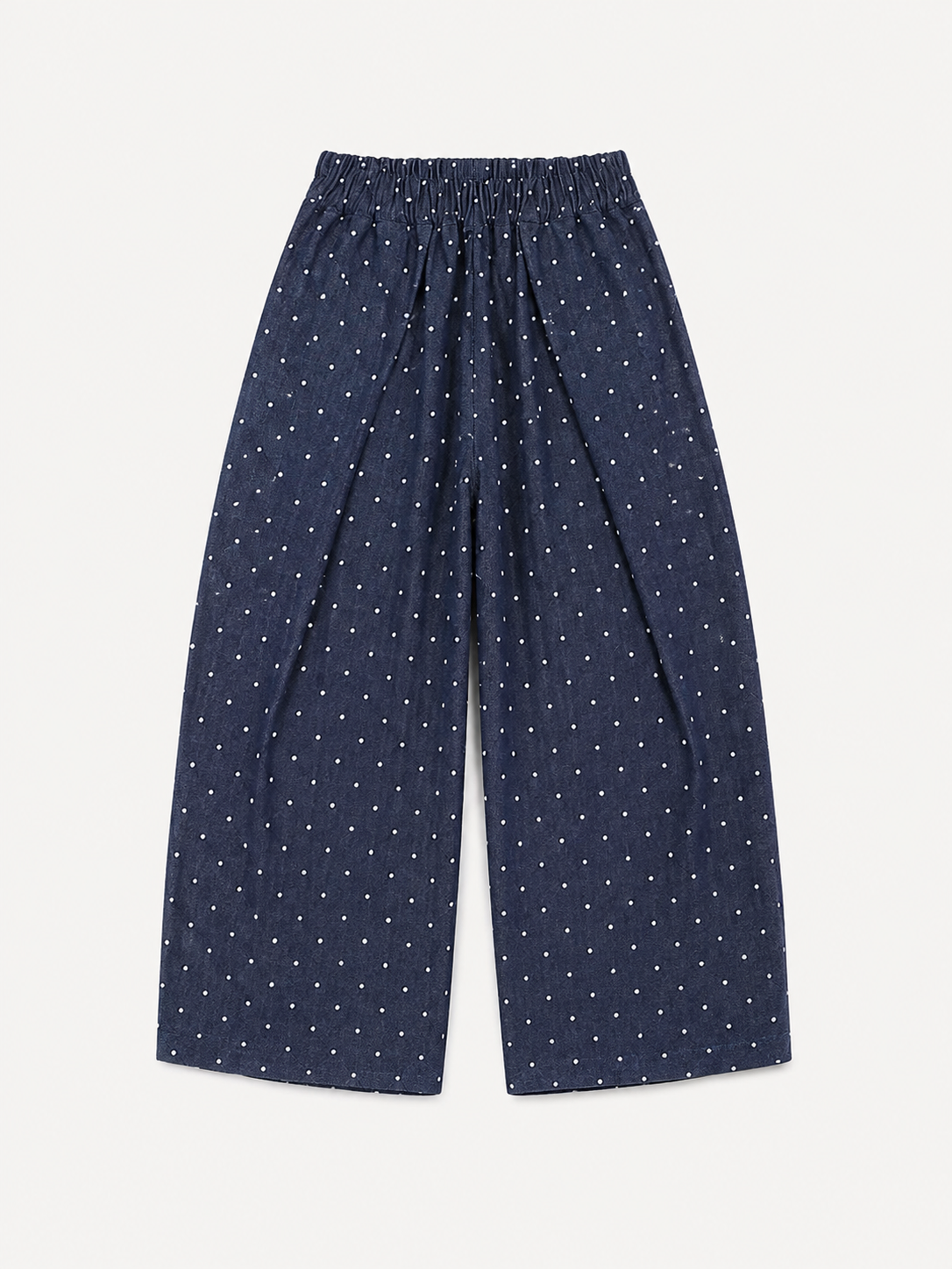 Pantalon bleu jean à pois