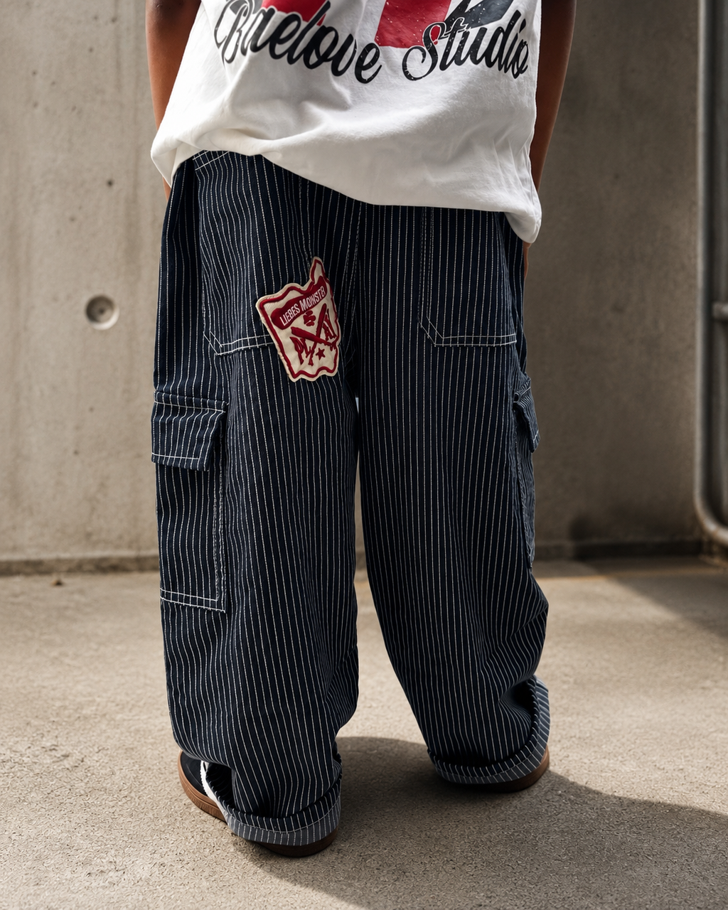 Pantalon cargo à rayures