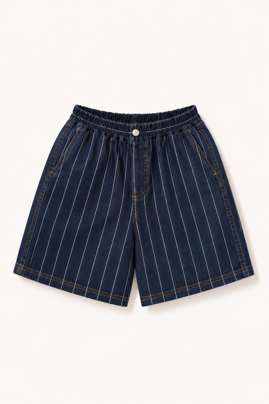 Bermuda en denim à rayures