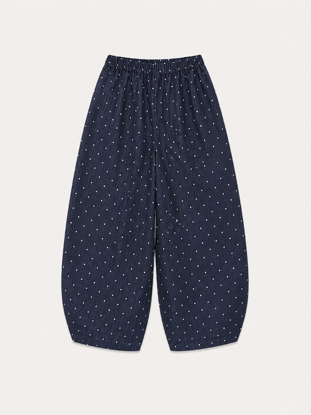 Pantalon bleu jean à pois