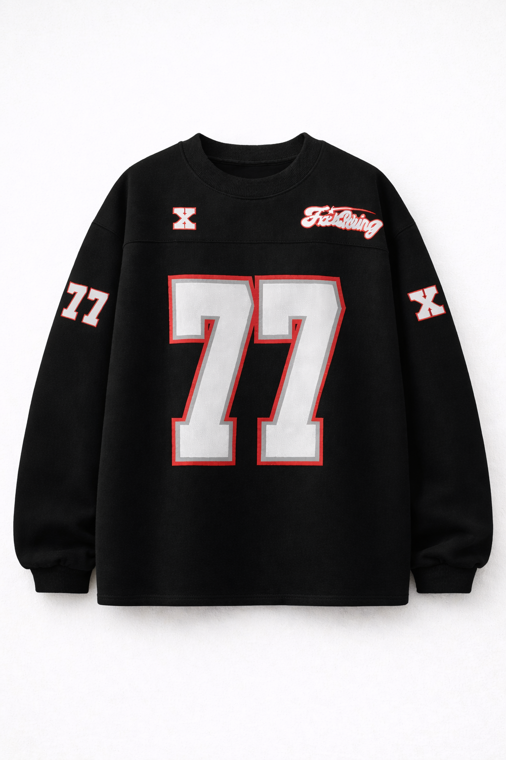 Pull noir et rouge oversize